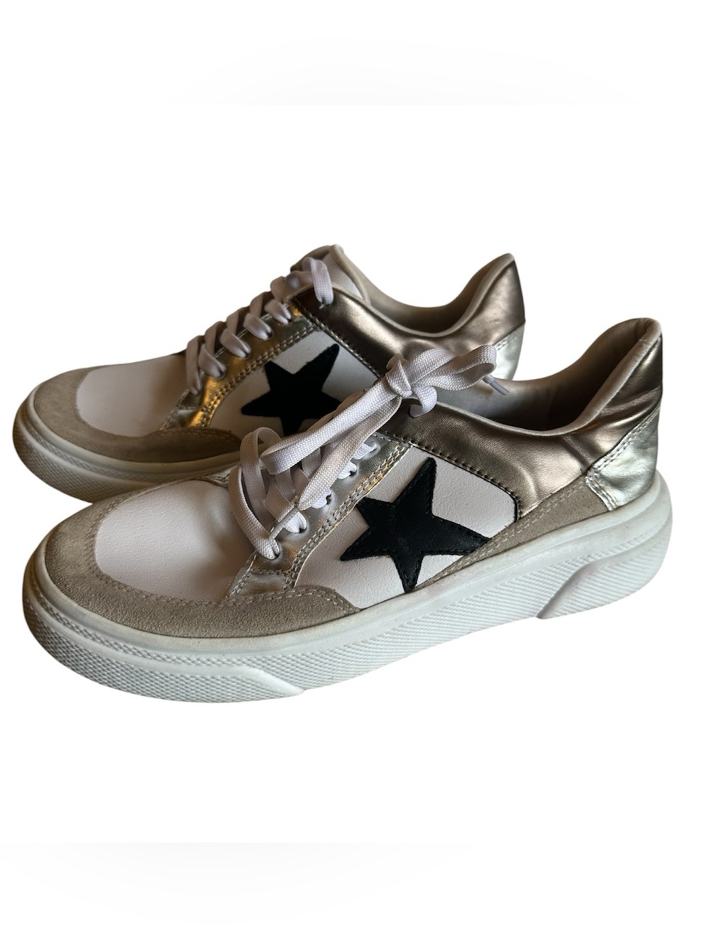 Bronze and Silver Women's Star Accent Sneakers